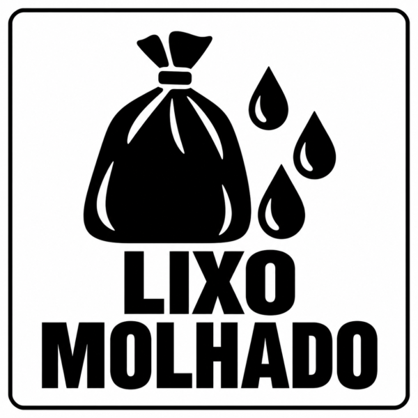 Adesivo Lixo Molhado Branco