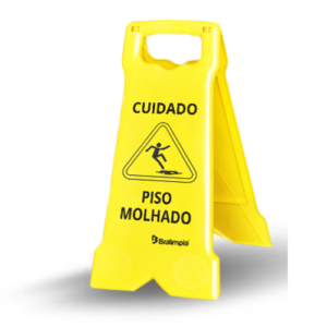 Placa Sinal Compact Cuidado Piso Molhado