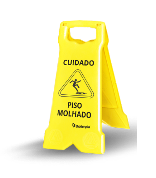 Placa Sinal Compact Cuidado Piso Molhado