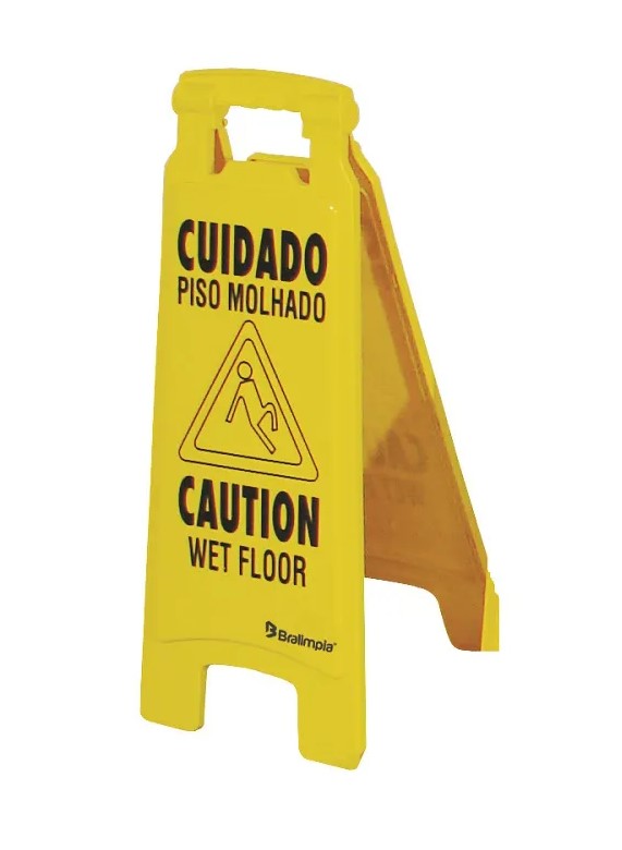 Placa Sinal Comp Piso Molhado Por/ing/es