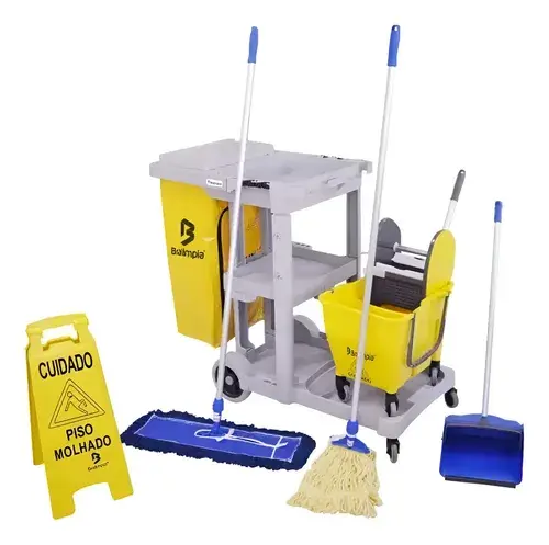 Carrinho Funcional Com Kit De Limpeza