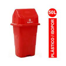 Lixeira Basc Vermelho 50LT Cajovil