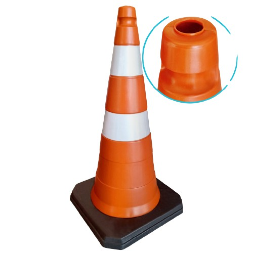 Cone PVC C/ Base Borracha 75CM Lj/bc