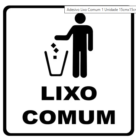 Adesivo Lixo Comum Branco