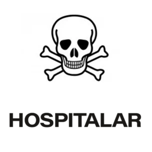 Adesivo Lixo Hospitalar Caveira Preto