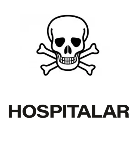 Adesivo Lixo Hospitalar Caveira Preto