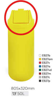Tampa Vai/vem Amarelo Lix 50LT