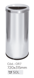 Lix Aço Inox C/ Aro Meia Lua 50L