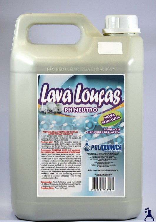 Detergente Neutro Lava Louca 5LT Poliq