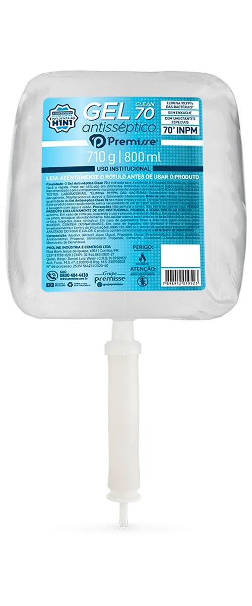 Gel Antisseptico 70 Refil 800ml Premisse