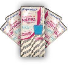 Canudo Papel Listrado Prata 5MM Pct 20UN