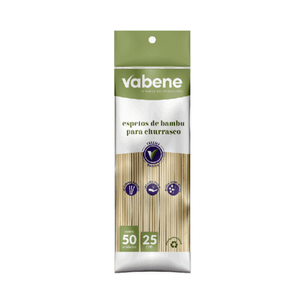 Espeto Bambu 25CM 50UN Vabene