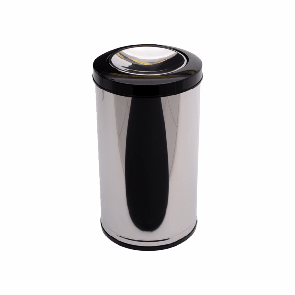 Lixeira Inox Tp Basc Aro Preto 20 Lt