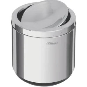 Lixeira Inox Tp Basc Aro Plast Cromado 20LT