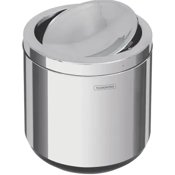 Lixeira Inox Tp Basc Aro Plast Cromado 20LT